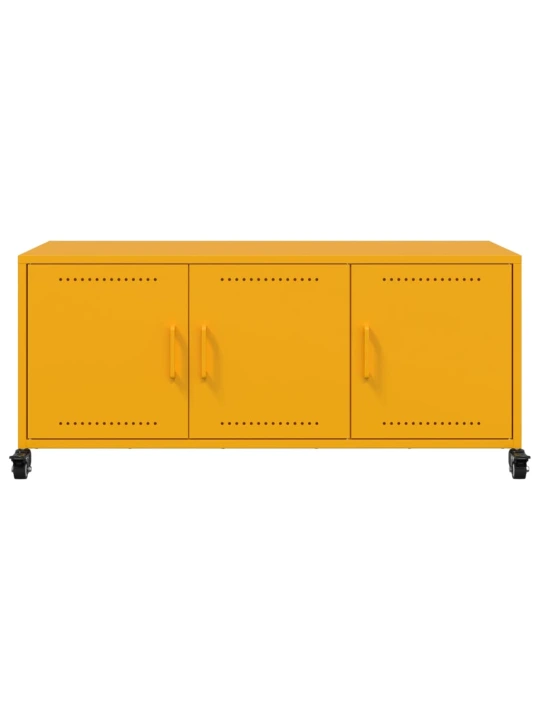 TV skříňka hořčicově žlutá 100,5 x 39 x 43,5 cm ocel
