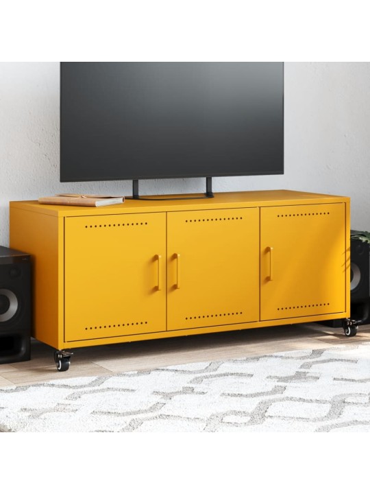 TV skříňka hořčicově žlutá 100,5 x 39 x 43,5 cm ocel