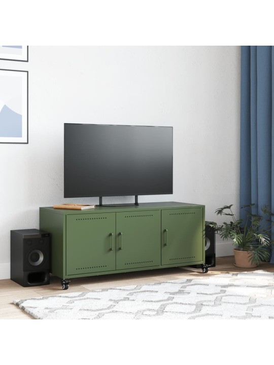 TV skříňka olivově zelená 100,5 x 39 x 43,5 cm ocel