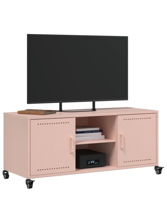 TV skříňka růžová 100,5 x 39 x 43,5 cm ocel