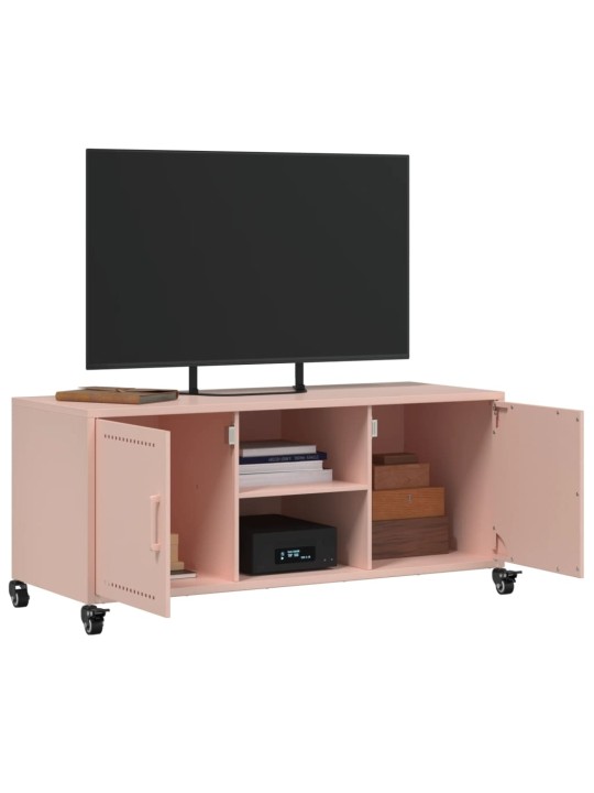 TV skříňka růžová 100,5 x 39 x 43,5 cm ocel