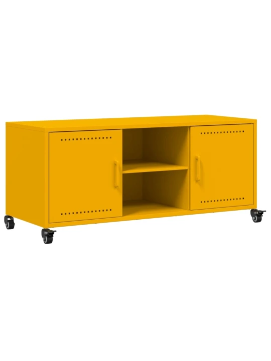 TV skříňka hořčicově žlutá 100,5 x 39 x 43,5 cm ocel