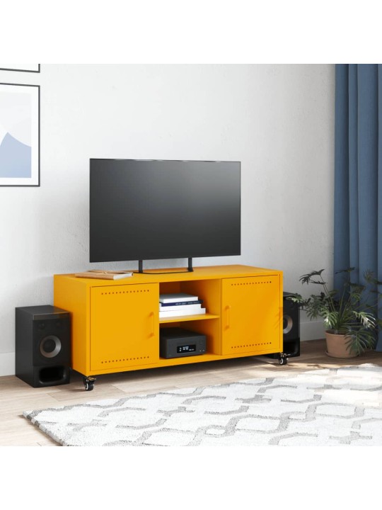 TV skříňka hořčicově žlutá 100,5 x 39 x 43,5 cm ocel