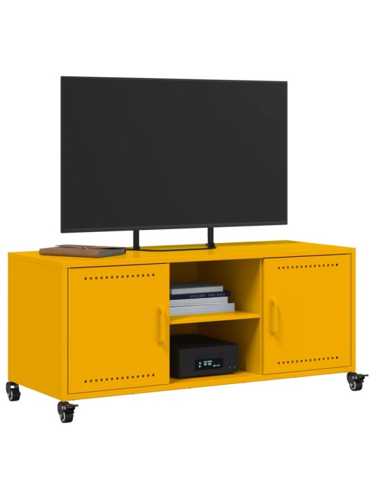 TV skříňka hořčicově žlutá 100,5 x 39 x 43,5 cm ocel