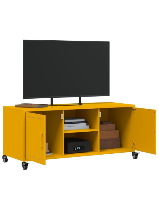 TV skříňka hořčicově žlutá 100,5 x 39 x 43,5 cm ocel