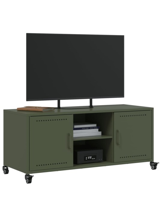 TV skříňka olivově zelená 100,5 x 39 x 43,5 cm ocel