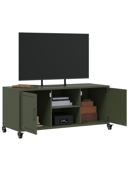TV skříňka olivově zelená 100,5 x 39 x 43,5 cm ocel