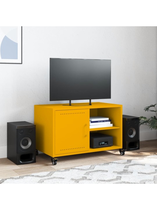 TV skříňka hořčicově žlutá 68 x 39 x 43,5 cm ocel
