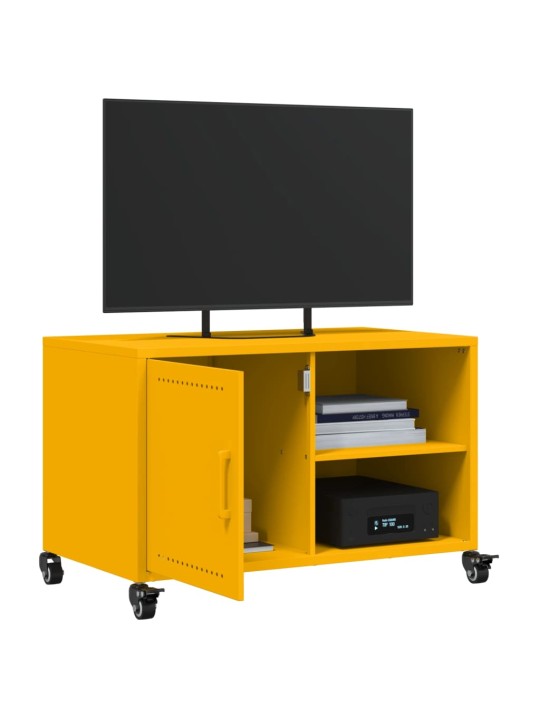 TV skříňka hořčicově žlutá 68 x 39 x 43,5 cm ocel