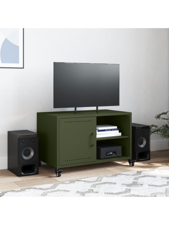 TV skříňka olivově zelená 68 x 39 x 43,5 cm ocel