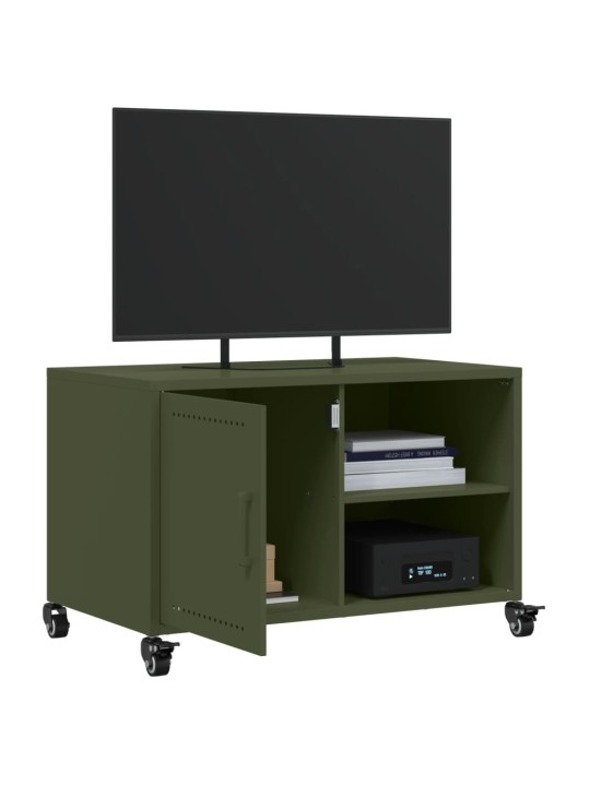 TV skříňka olivově zelená 68 x 39 x 43,5 cm ocel