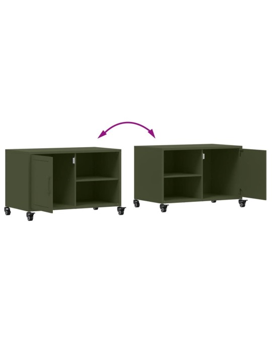 TV skříňka olivově zelená 68 x 39 x 43,5 cm ocel