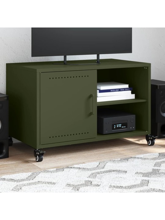 TV skříňka olivově zelená 68 x 39 x 43,5 cm ocel