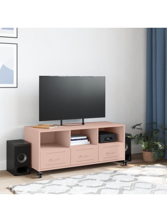TV skříňka růžová 100,5 x 39 x 43,5 cm ocel
