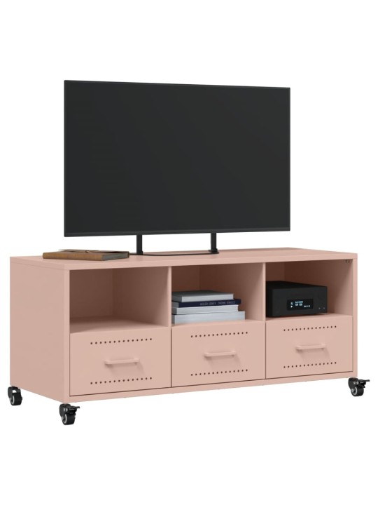 TV skříňka růžová 100,5 x 39 x 43,5 cm ocel