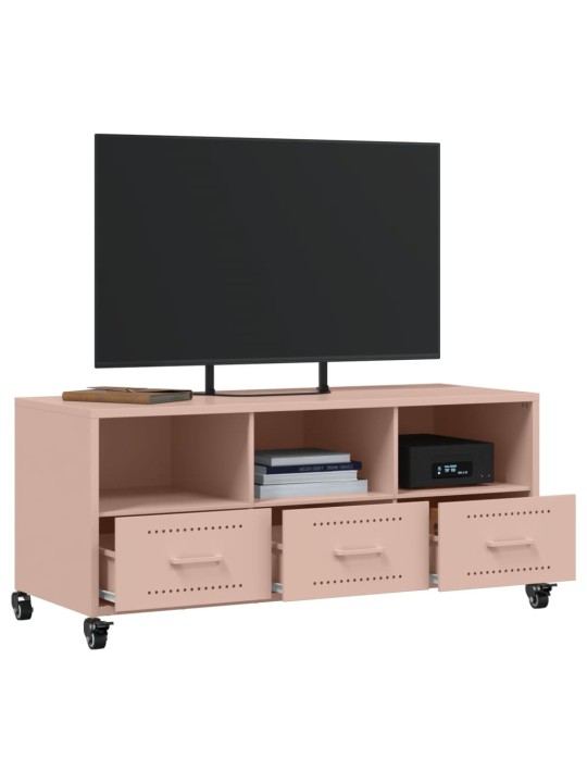TV skříňka růžová 100,5 x 39 x 43,5 cm ocel
