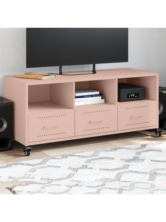 TV skříňka růžová 100,5 x 39 x 43,5 cm ocel