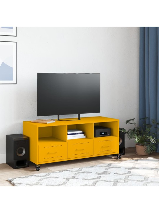 TV skříňka hořčicově žlutá 100,5 x 39 x 43,5 cm ocel