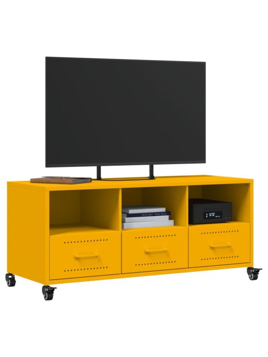 TV skříňka hořčicově žlutá 100,5 x 39 x 43,5 cm ocel