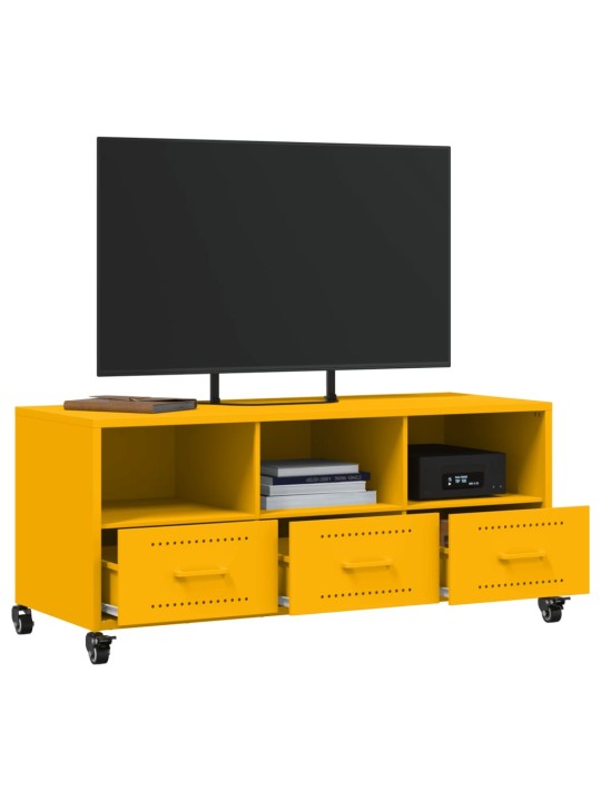 TV skříňka hořčicově žlutá 100,5 x 39 x 43,5 cm ocel