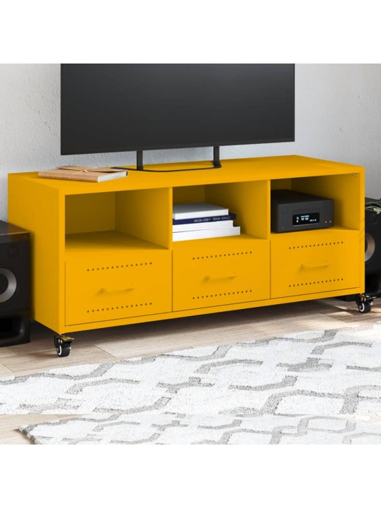 TV skříňka hořčicově žlutá 100,5 x 39 x 43,5 cm ocel