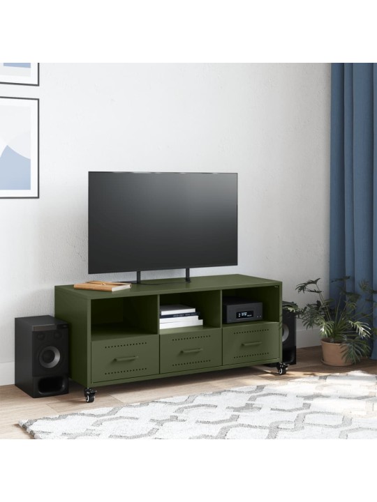TV skříňka olivově zelená 100,5 x 39 x 43,5 cm ocel