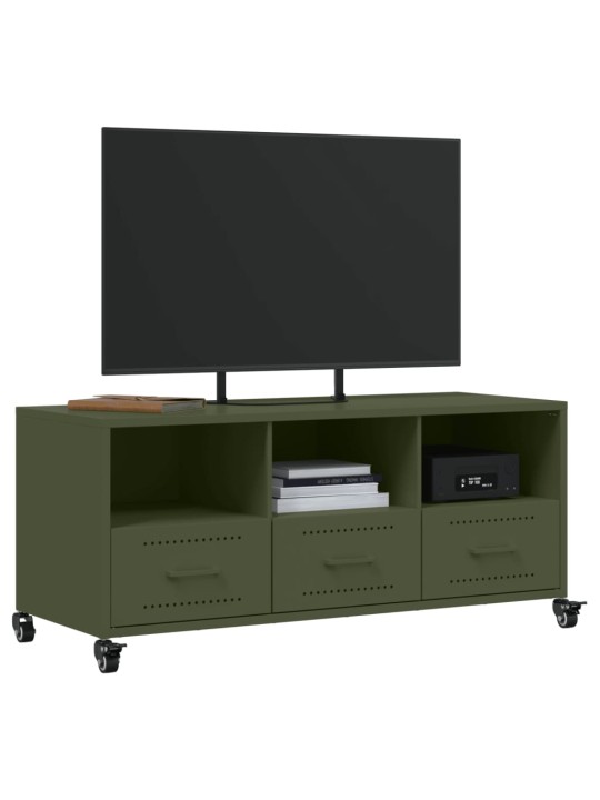 TV skříňka olivově zelená 100,5 x 39 x 43,5 cm ocel