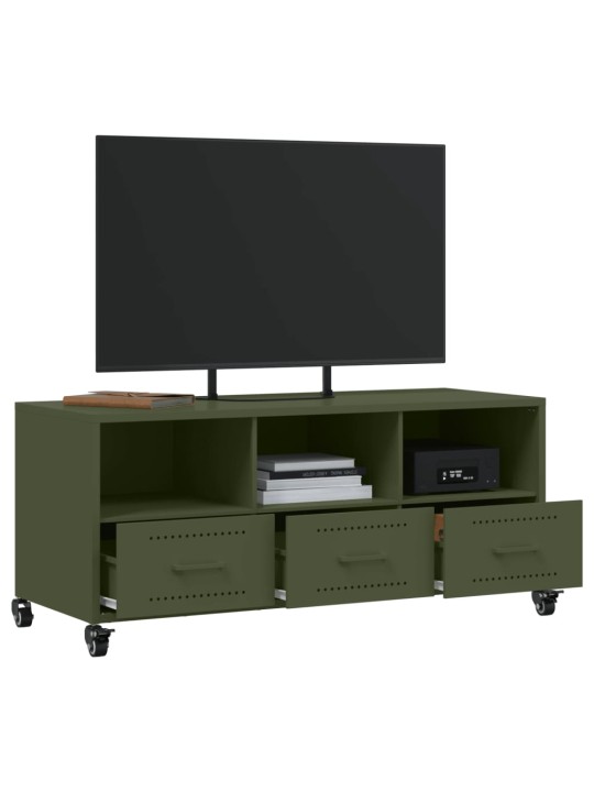 TV skříňka olivově zelená 100,5 x 39 x 43,5 cm ocel