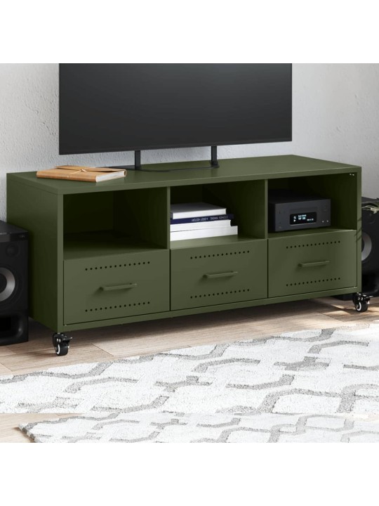 TV skříňka olivově zelená 100,5 x 39 x 43,5 cm ocel