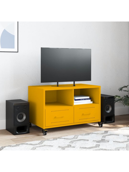 TV skříňka hořčicově žlutá 68 x 39 x 43,5 cm ocel