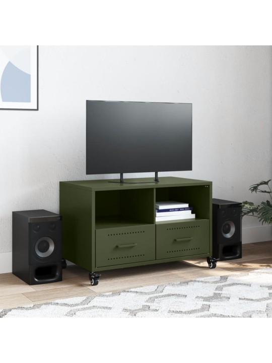 TV skříňka olivově zelená 68 x 39 x 43,5 cm ocel