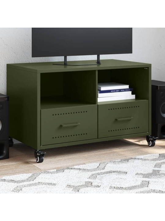 TV skříňka olivově zelená 68 x 39 x 43,5 cm ocel