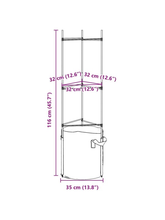 Podpěrná klec pro rajčata s pytlem 2 ks 116 cm ocel a PP