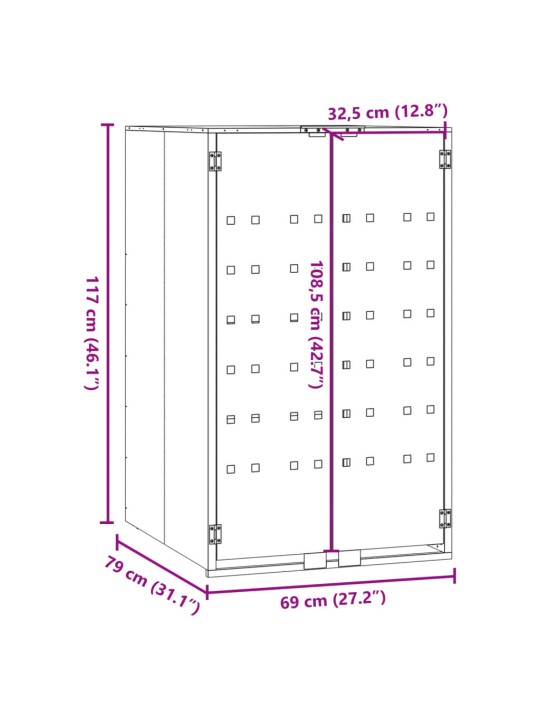 Box na 1 popelnici antracitový 69 x 79 x 117 cm ocel