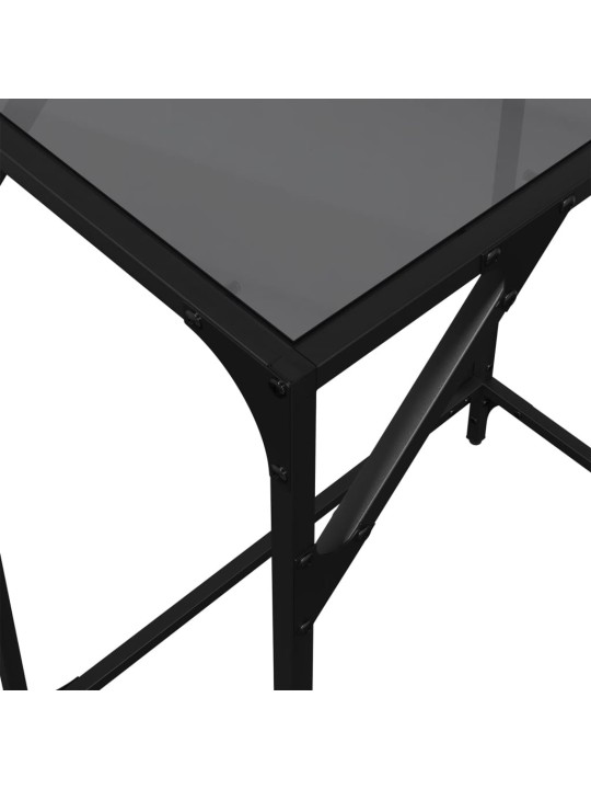 Konzolový stolek s černou skleněnou deskou 60 x 35 x 81 cm ocel