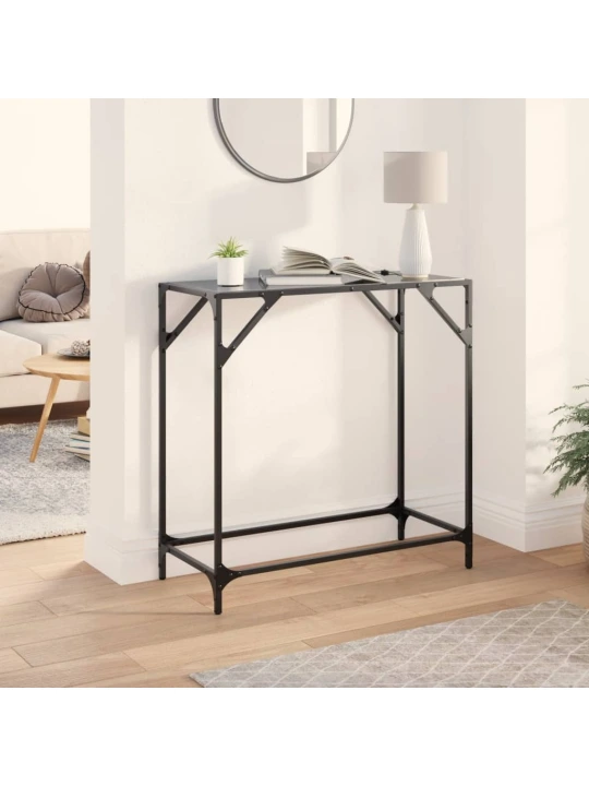 Konzolový stolek s černou skleněnou deskou 80 x 35 x 81 cm ocel