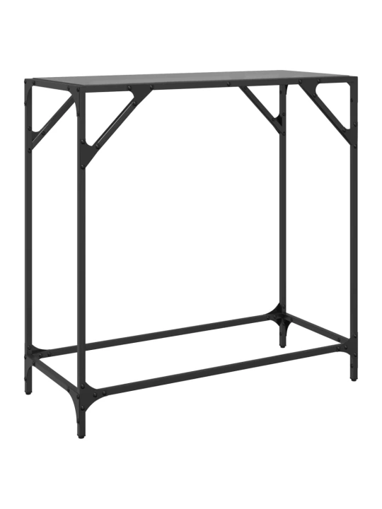 Konzolový stolek s černou skleněnou deskou 80 x 35 x 81 cm ocel