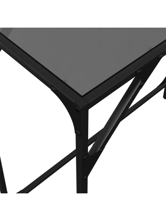 Konzolový stolek s černou skleněnou deskou 80 x 35 x 81 cm ocel