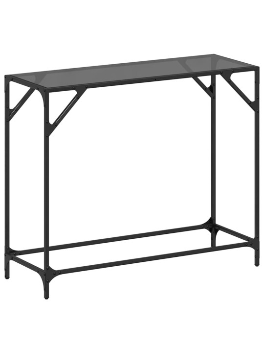 Konzolový stolek s černou skleněnou deskou 98 x 35 x 81 cm ocel
