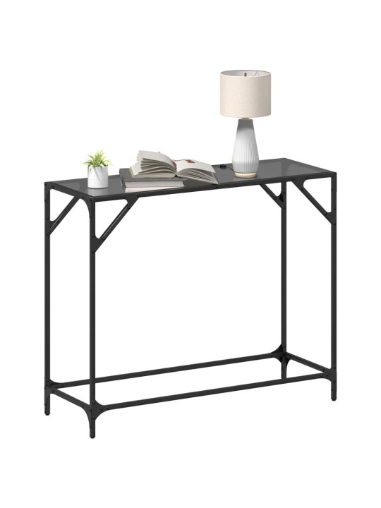 Konzolový stolek s černou skleněnou deskou 98 x 35 x 81 cm ocel