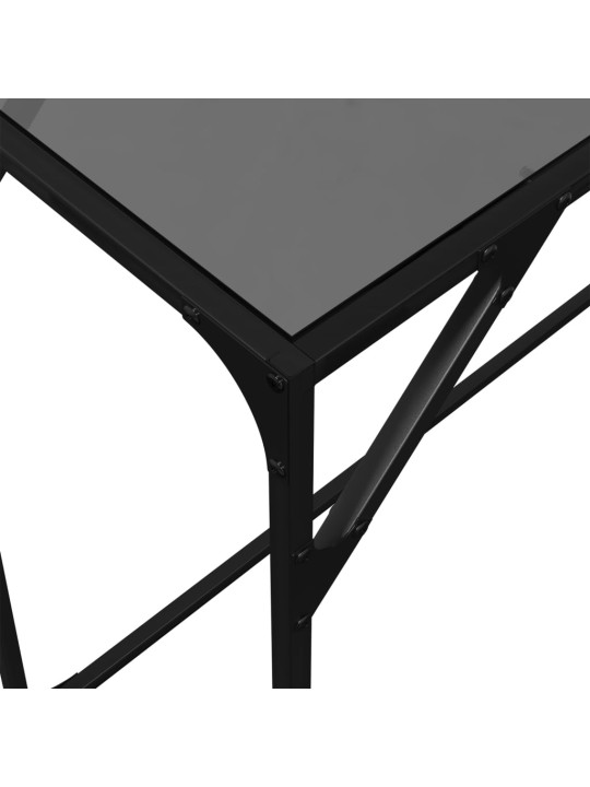 Konzolový stolek s černou skleněnou deskou 98 x 35 x 81 cm ocel