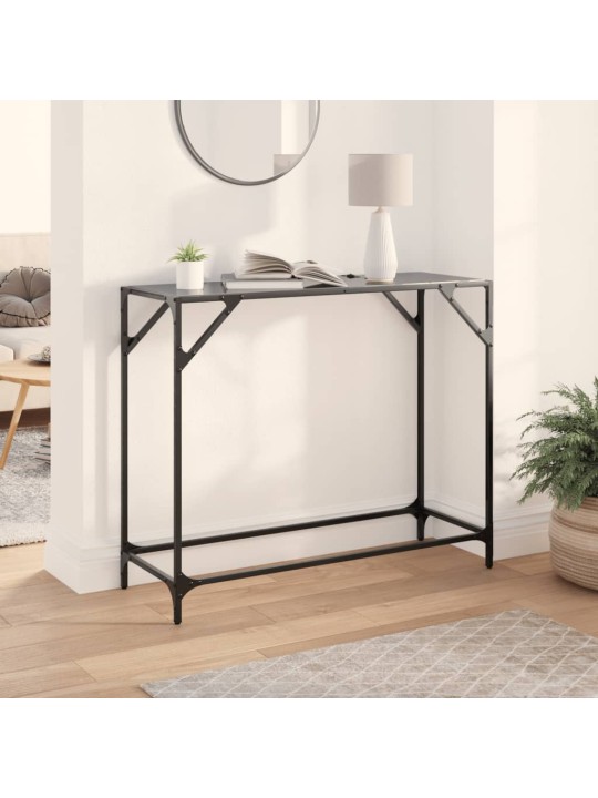 Konzolový stolek s černou skleněnou deskou 98 x 35 x 81 cm ocel