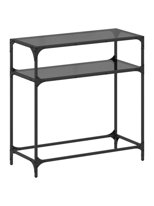 Konzolový stolek s černou skleněnou deskou 80 x 35 x 81 cm ocel