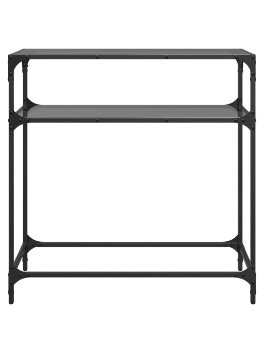 Konzolový stolek s černou skleněnou deskou 80 x 35 x 81 cm ocel