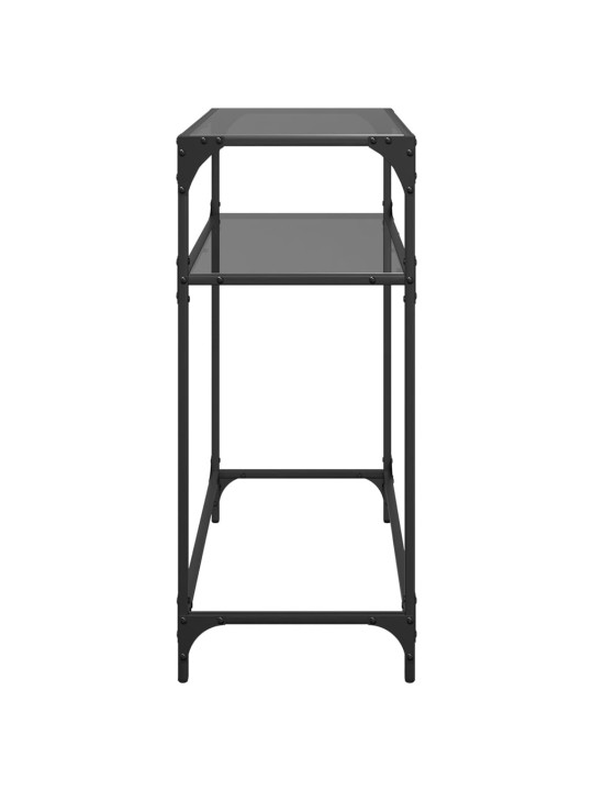 Konzolový stolek s černou skleněnou deskou 80 x 35 x 81 cm ocel
