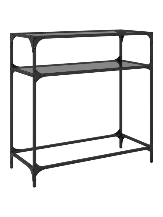 Konzolový stolek s černou skleněnou deskou 80 x 35 x 81 cm ocel