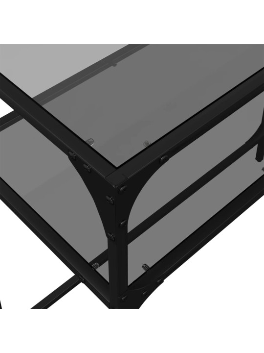 Konzolový stolek s černou skleněnou deskou 80 x 35 x 81 cm ocel