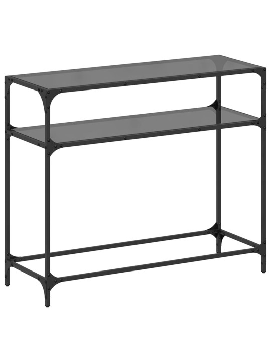 Konzolový stolek s černou skleněnou deskou 98 x 35 x 81 cm ocel