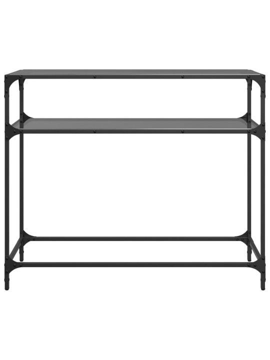Konzolový stolek s černou skleněnou deskou 98 x 35 x 81 cm ocel
