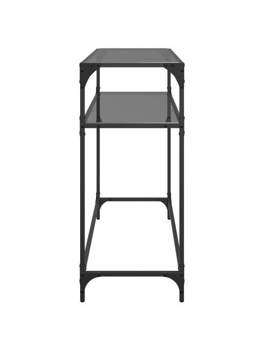 Konzolový stolek s černou skleněnou deskou 98 x 35 x 81 cm ocel